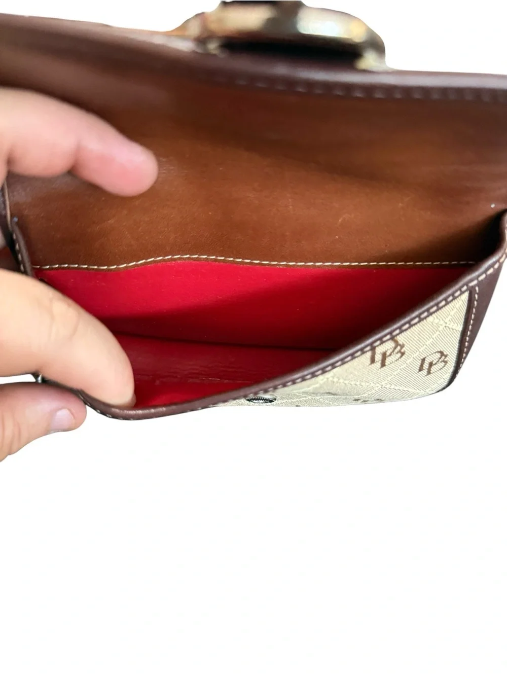 Dooney & Bourke Beige and Brown Monogram Wristlet